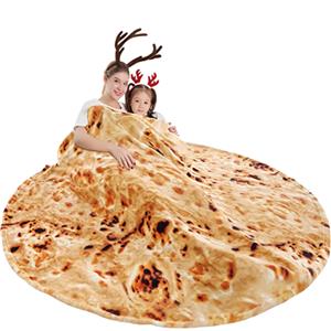 Grande coperta rotonda in lana con stampa digitale